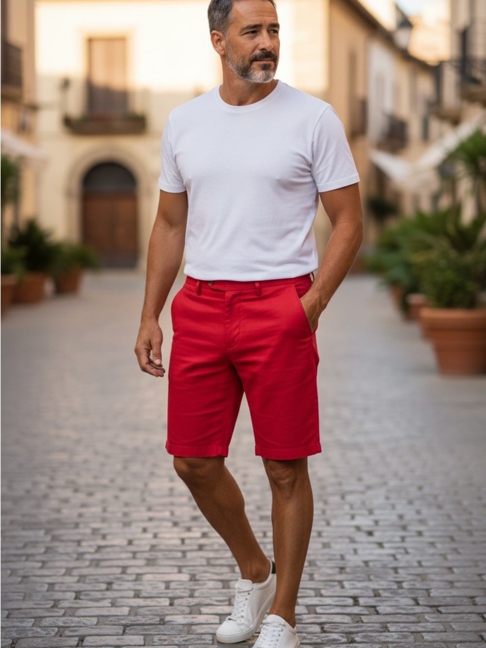 Vintage men’s DAX of London red Bermuda shorts wool blend 38 LKNU